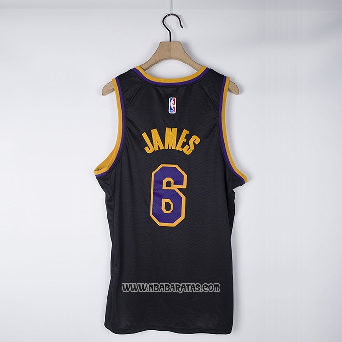 Camiseta Los Angeles Lakers LeBron James #6 Earned 2021-22 Negro